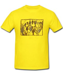 cactus art gold yelllow tshirt