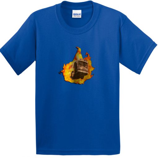 flaming bus tshirt