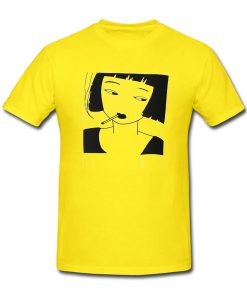 girl smoke yellow tshirt