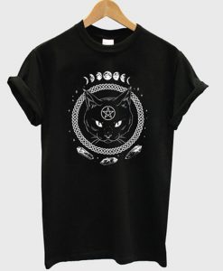 gothic moon phase witchcraft cat t-shirt