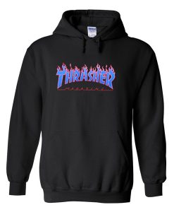 thrasher blue flames hoodie