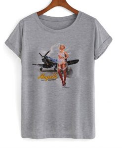 WWII corsair F4U flying angels blonde pinup girl t-shirt