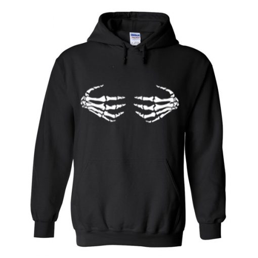 skeleton hands on boobs hoodie