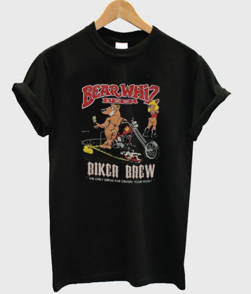 bear whiz beer biker brew t-shirt