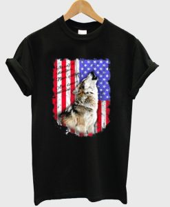 wolf america flag t-shirt