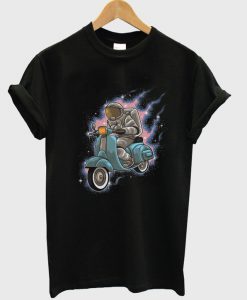 astronaut rides a scooter t-shirt