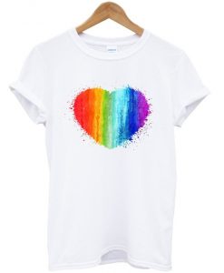 rainbow heart shape t-shirt