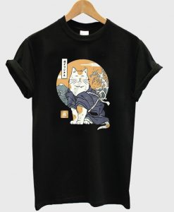 cat samurai t-shirt