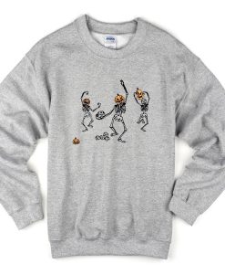 dancing pumpkin headed skeletons sweatshirt