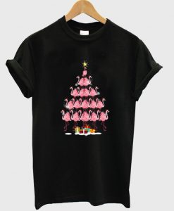 flamingo christmas tree t-shirt