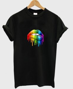 rainbow lips love gay pride lesbian t-shirt