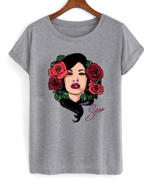 selena red rose t-shirt