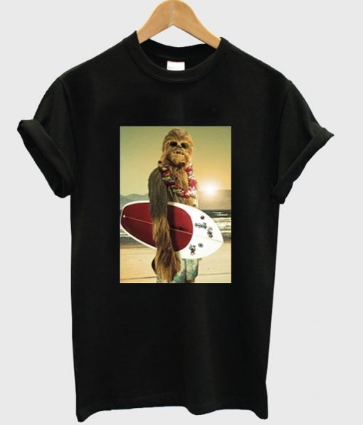 star wars chewbacca surfing t-shirt