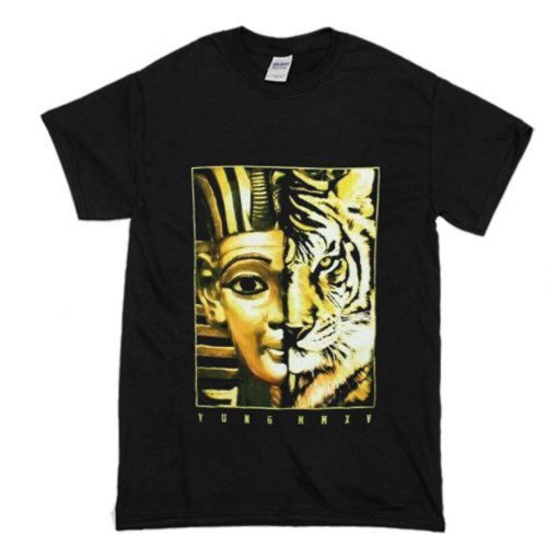 Yung Khalifa King Tut Egyptian Pharaoh Tiger Black T-Shirt