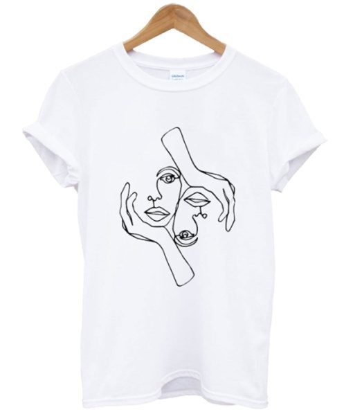 Two Faces One Line Drawing T-Shirt