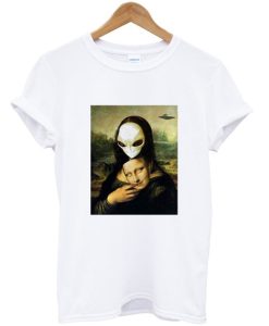 Mona Lisa Alien UFO Mask Fun t-shirt