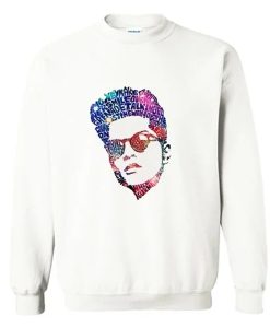 Bruno Mars Face Typography Lyric Famous American Singer Sweatshirt